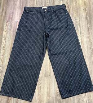 Loose Wide leg Pinstripe Jeans in Raw Wash W40 L30